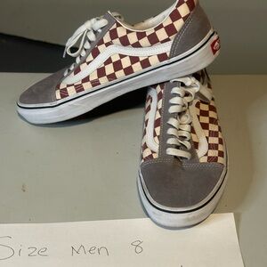 Vans Red and Gray Checkerboard Sneakers